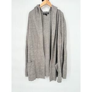 Barefoot Dreams CozyChic Lite Hooded Open Front Cardigan Gray 3X Lounge Comfy